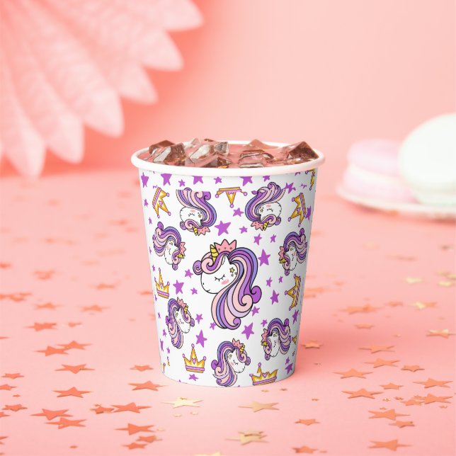 Purple Unicorn Paper Cups (Insitu)