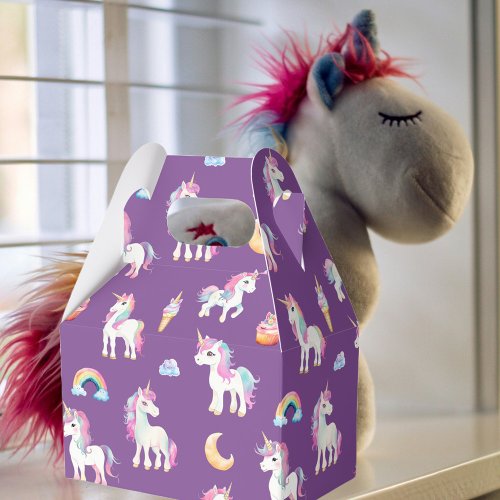 Purple Unicorn Pattern Favor Boxes