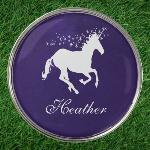 Purple Unicorn Personalize Golf Ball Marker