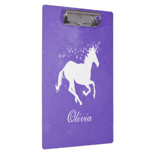 Purple Unicorn Personalized Clipboard
