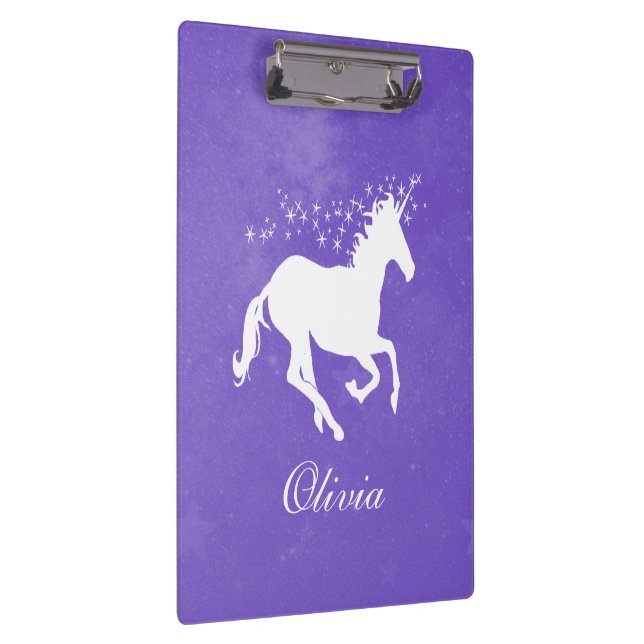 Purple Unicorn Personalized Clipboard (Right)