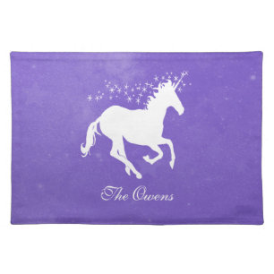 Purple Unicorn Personalized Cloth Placemat
