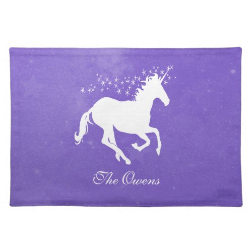 Purple Unicorn Personalized Cloth Placemat