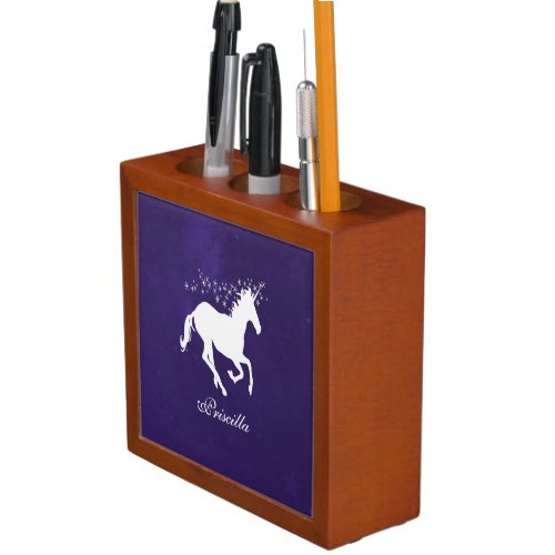 Purple Unicorn Personalized Desk Organizer