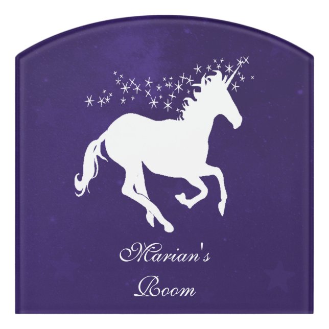 Purple Unicorn Personalized Door Sign (Contour Front)