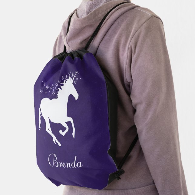 Purple Unicorn Personalized Drawstring Bag (Insitu)