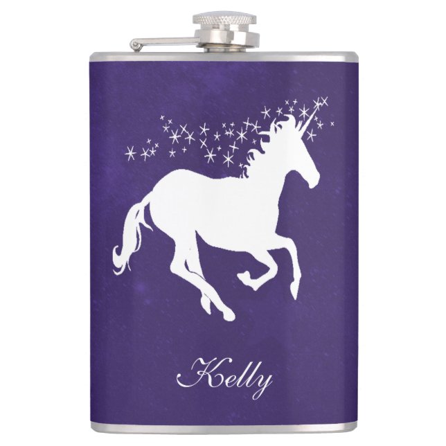 Purple Unicorn Personalized Flask (Front)