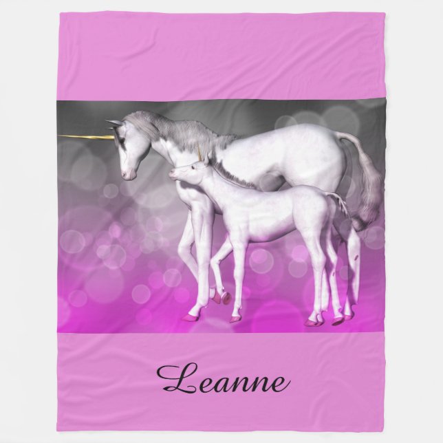 Purple Unicorn Personalized Fleece Blanket (Front)
