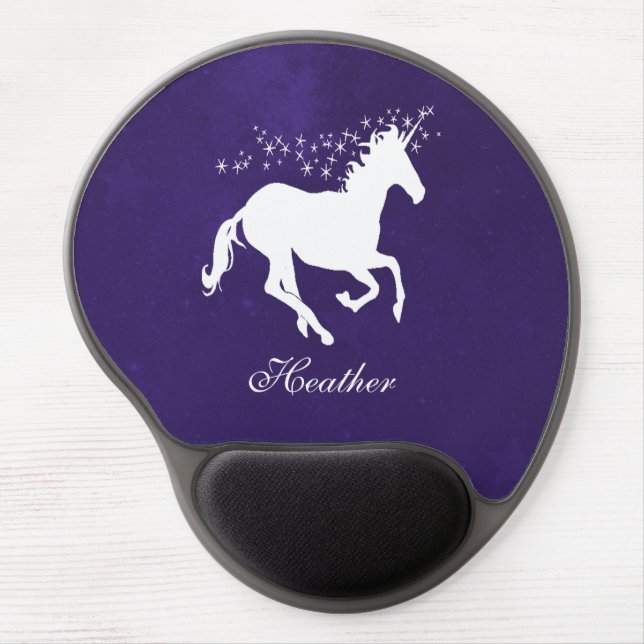 Purple Unicorn Personalized Gel Mouse Pad (Front)