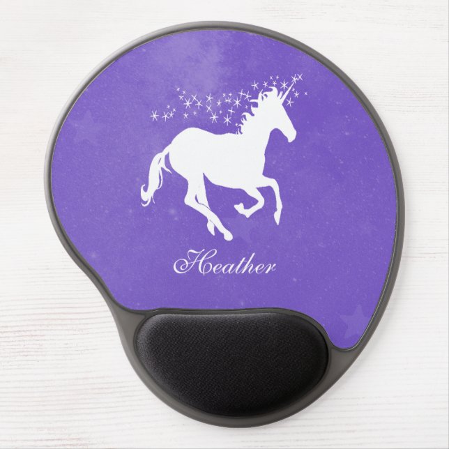 Purple Unicorn Personalized Gel Mouse Pad (Front)