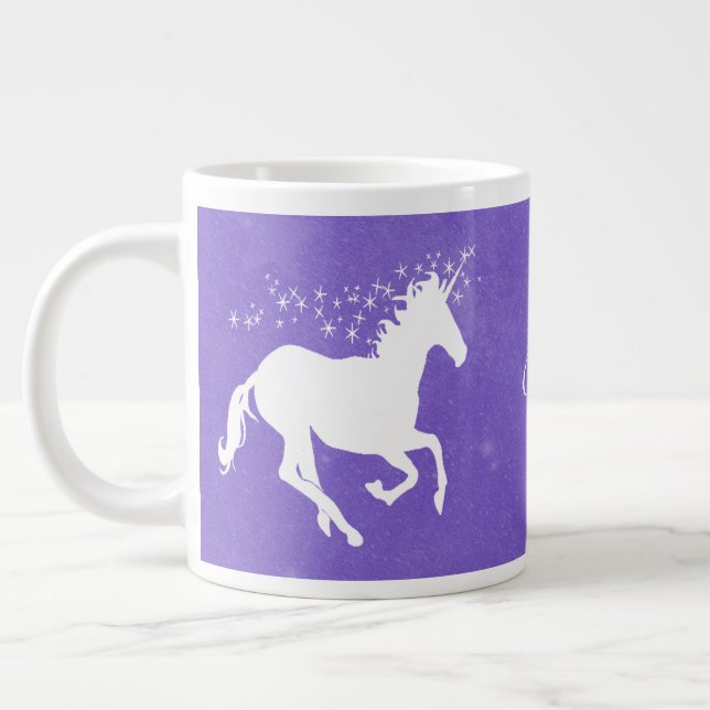 Purple Unicorn Personalized Giant Coffee Mug (Left)