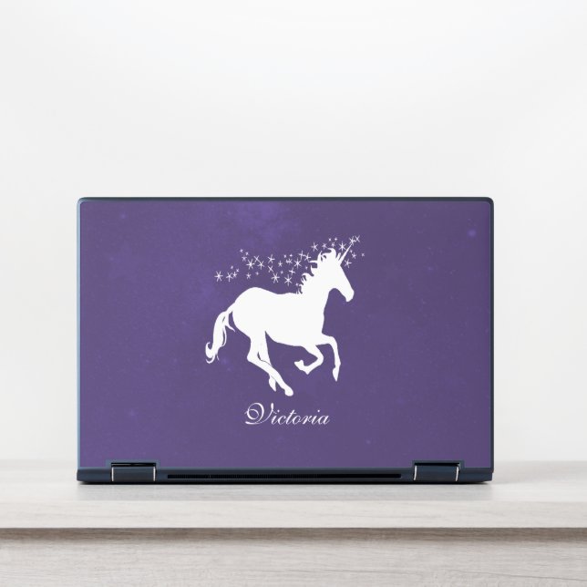 Purple Unicorn Personalized HP Laptop Skin (Front)