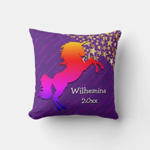 Purple UNICORN Personalized Keepsake Throw Pillow
