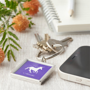 Purple Unicorn Personalized Keychain