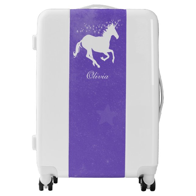 Purple Unicorn Personalized Luggage (Front)