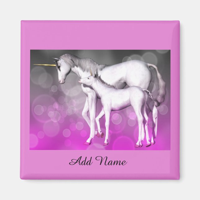 Purple Unicorn Personalized Magnet (Front)