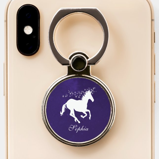 Purple Unicorn Personalized Phone Ring Stand (Close Up)