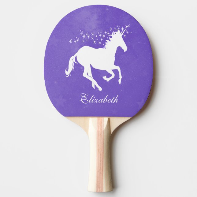 Purple Unicorn Personalized Ping Pong Paddle (Front)