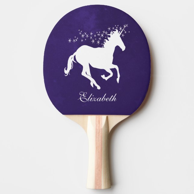 Purple Unicorn Personalized Ping Pong Paddle (Front)