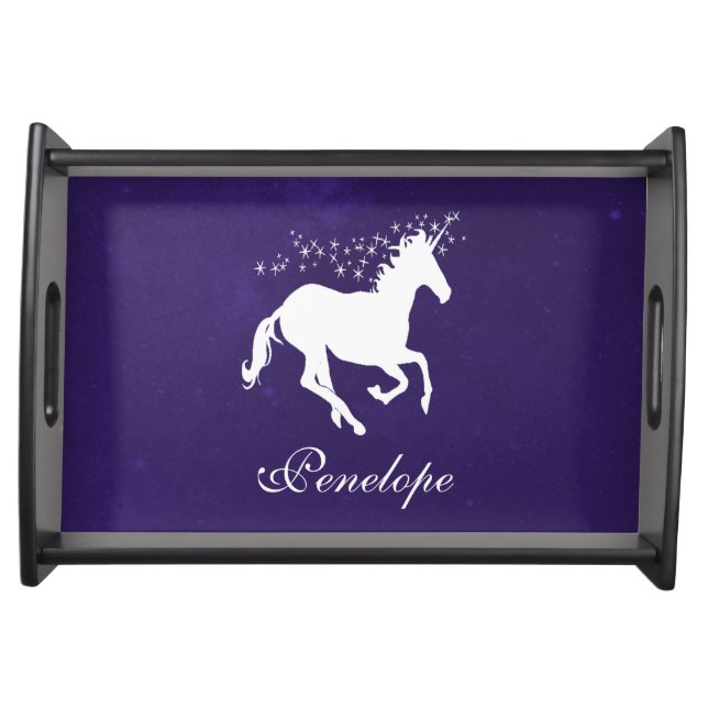 Purple Unicorn Personalized Serving Tray (Front)