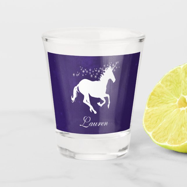 Purple Unicorn Personalized Shot glass (Front)