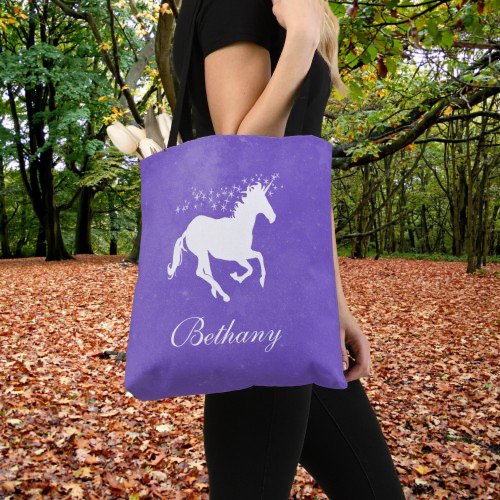 Purple Unicorn Personalized Tote Bag