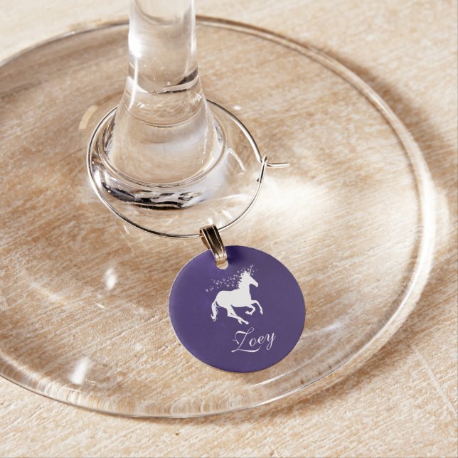 Purple Unicorn Personalized Wine Charm (In Situ)