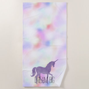 Purple Unicorn Pink Peach Beach Towel