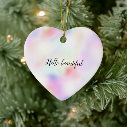 Purple Unicorn Pink Peach Rainbow           Ceramic Ornament