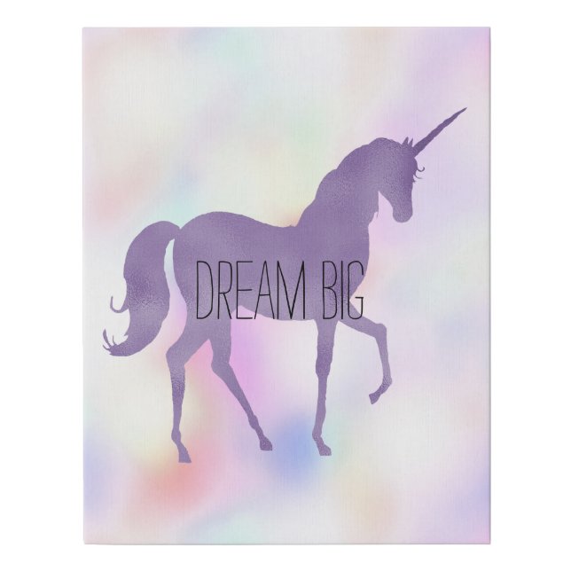 Purple Unicorn Pink Peach Rainbow girly    Faux Canvas Print (Front)