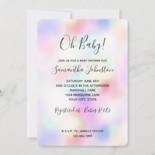 Purple Unicorn Pink Peach Rainbow Invitation