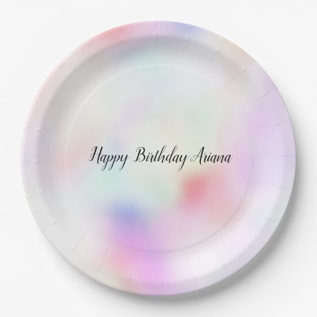 Purple Unicorn Pink Peach Rainbow   Paper Plates (Front)