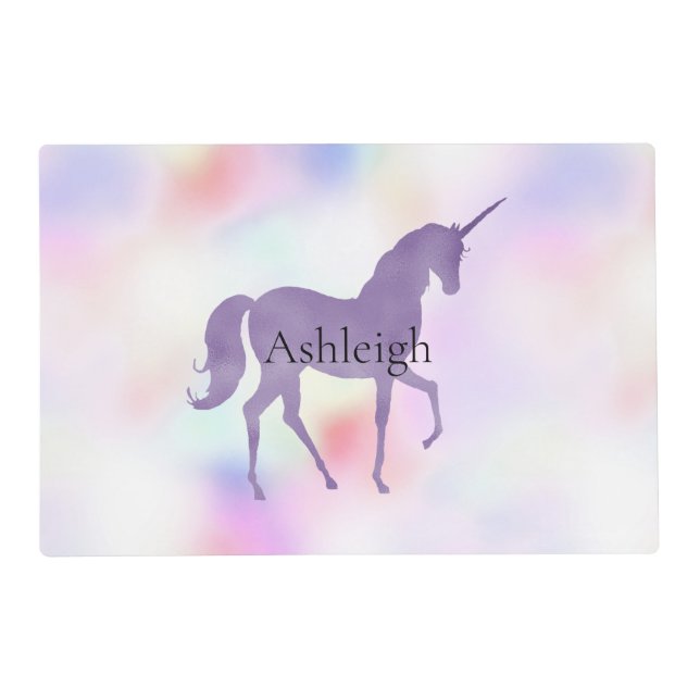 Purple Unicorn Pink Peach Rainbow          Placemat (Front)