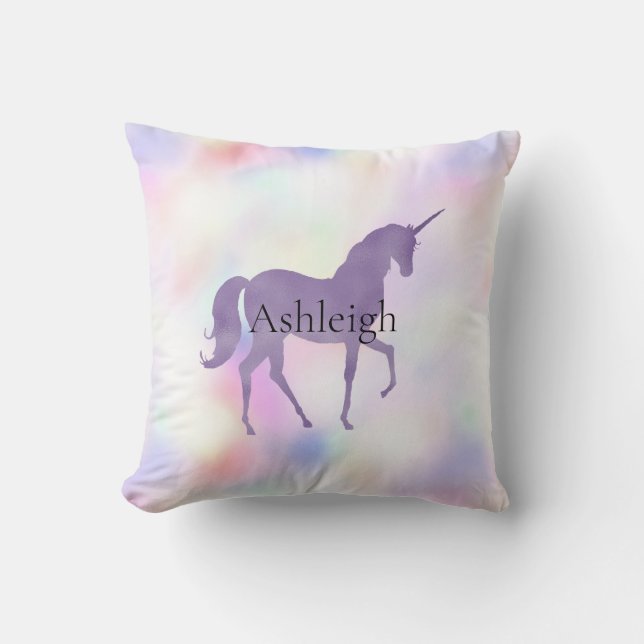 Purple Unicorn Pink Peach Rainbow    Throw Pillow (Front)