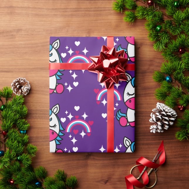 Purple Unicorn Pony Birthday Wrapping Paper (Holiday Gift)
