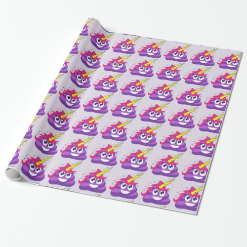 Purple Unicorn Poop Emoji Wrapping Paper