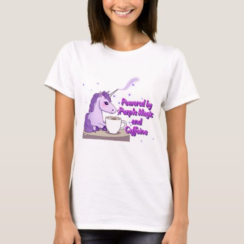 purple Unicorn Powered by Purple magic  caffeine T_Shirt