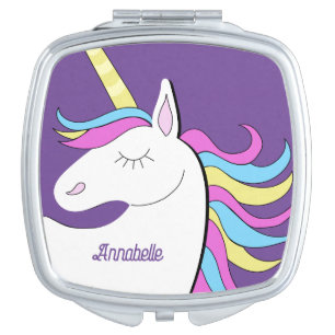 Purple Unicorn Pretty Unicorns Fantasy Compact Mirror