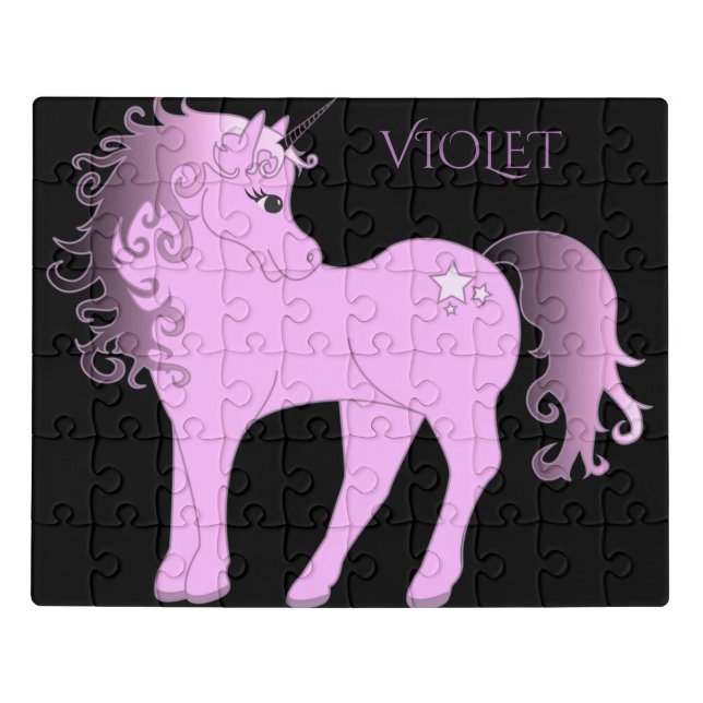 Purple unicorn puzzle. Custom name/matching tin. Jigsaw Puzzle (Puzzle Horizontal)