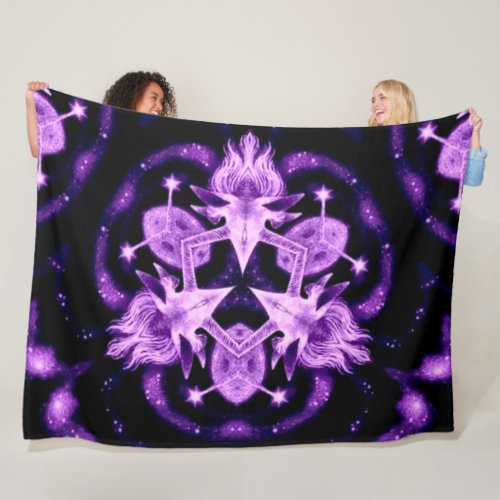 Purple Unicorn Shaman Spirit Satin Plush Fleece Blanket