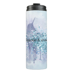 Purple Unicorn Sparkle Aqua Glittery Confetti Thermal Tumbler