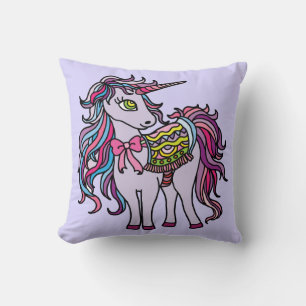 Purple Unicorn Throw Pillow