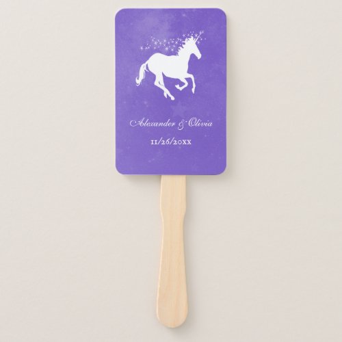 Purple Unicorn Wedding Favor Hand Fan