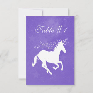 Purple Unicorn Wedding Reception Table Card