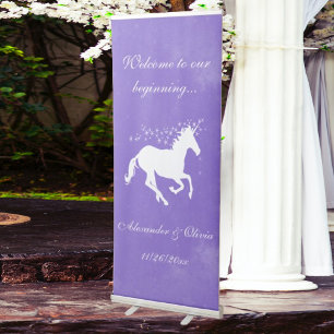 Purple Unicorn Wedding Welcome Banner