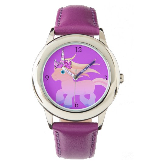 Purple Unicorn Wrist Watch for Girl | Zazzle.com
