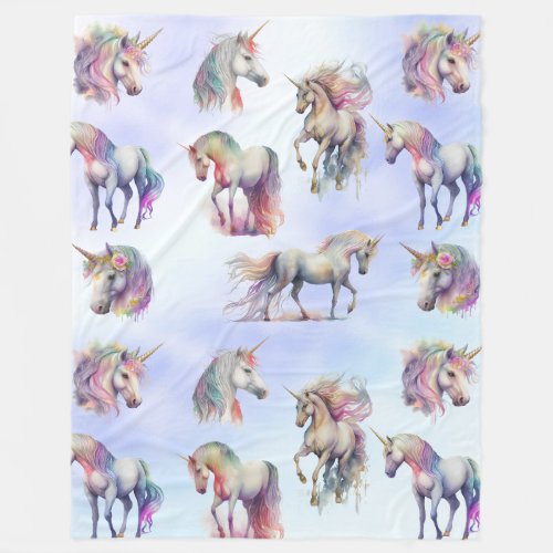 Purple Unicorns Fleece Blanket