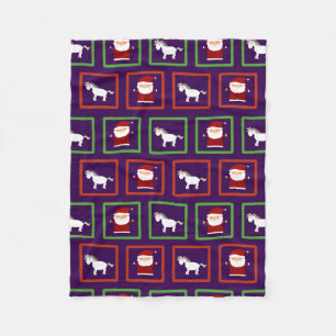 Purple unicorns santa claus pattern fleece blanket