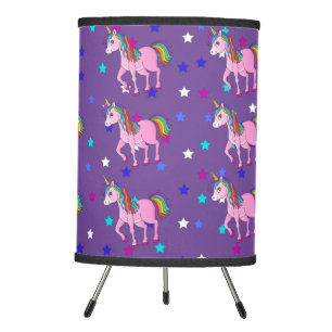 Purple Unicorns & Star Print Tripod Lamp