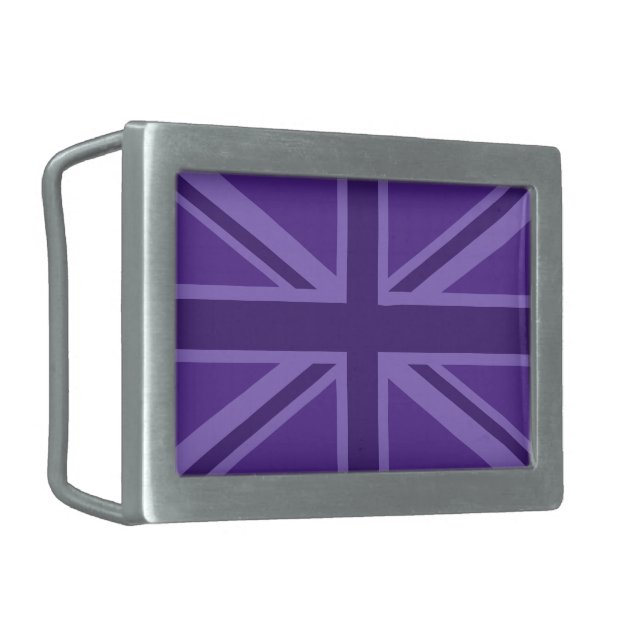 Purple Union Jack Design Belt Buckle (Front Left)